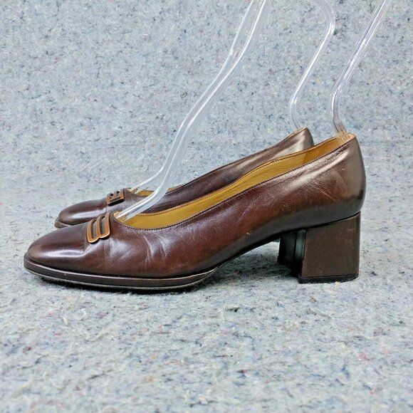 Bally Bellezza Womens Size 6 Slip On Shoes Block Heel Brown Vintage Leather - Picture 1 of 10